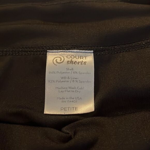 Court Shorts Black Attached Panty Front Pockets Size Petite Small Spandex Blend - Picture 7 of 10
